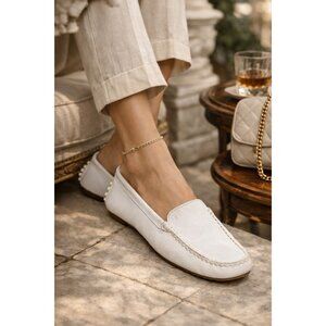Tod’s White Leather Driving Loafers EU 38 US 7.5 Moccasin Flats Italy